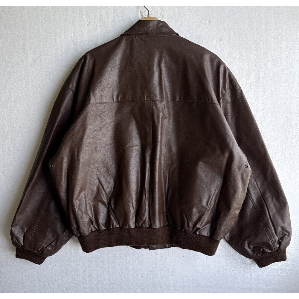 VTG 80s Marco Morani A-2 Brown Leather Bomber Jacket Map Lined Men's 2XL XXL - Picture 4 of 11
